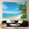 Arazzi Estate Tropicale Mare Arazzo Mare Cielo azzurro Palme Spiaggia Sole Camera Poster Camera da letto Decorazione da parete sul retro