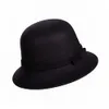 قبعات حافة واسعة دلو القبعات القبعة القبعة القوس دافئ الخريف صوف التجديف آلة المسطح أعلى قبعة المرأة