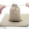 Borse portaoggetti 25 pezzi Compleanno con coulisse Bomboniere in tela naturale Piccola borsa per gioielli Borsa regalo in lino Regalo portatile per caramelle