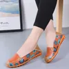 Freizeitschuhe 2024 Zweischichtiges echtes Rindsleder bedruckt Damen Single Flat Mutter bequem