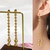 Stud Oorbellen Metalen Ronde Ballen Lange Set Voor Vrouwen Kralen Dangle Drop Ethiopië Rvs Sieraden Vrouw Boho Accessoire