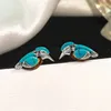 Boucles d'oreilles pendantes Vintage Style naturel bleu Turquoises oiseau femmes mignon Animal en forme de boucle d'oreille accessoires de fête bijoux cadeaux décor d'oreille