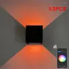 Vägglampa 1/2st Modern LED Light Up Down Aluminium Sconce RGB Dimble Lights For Aisle Corridor Bedroom Art Decor