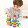 Sorting Nesting Stacking toys Childrens Montessori Rainbow Block Wooden Toys Color and Shape Matching Games Preschool Fine Car Training Education 24323