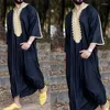 Roupas étnicas Eid Ramadan Muçulmano Moda Homens Robe Define 2024 Verão V-Pescoço Abaya Dubai Moderno Casual Solto Cor Sólida Islâmica