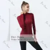 Designer Lululemom Giacca Donna Cerniera dorata Fitness Yoga Outfit Giacche sportive per donna Colletto Mezza cerniera Manica attillata Camicia Yoga Palestra Pollice Cappotto sportivo 813