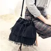 Torby na ramię retro sztuczne frędzle kobiety Messenger Tote Damie Hand Tassel torebki Crossbody Bold Bolsa feminina