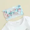 Clothing Sets My First Easter Baby Girl Outfits Short Sleeve Shirt Tops And Floral Print Bell Bottoms Pants Headband Set