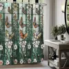 Rideaux de douche Rideau de jardin Coloré Papillon Floral pour salle de bain Design moderne Plante Tissu Bain avec crochets