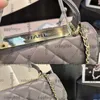 Ladies Designer Lambskin Trendy Accordion Shoulder Bags Top handle Totes With Letter Gold Metal Hardware Matelasse Chain Crossbody Shoulder Handbags 25X18CM