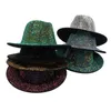 Chapeaux à larges bords Chapeaux seau Diamant Jazz Fedora Chapeau Large Bord Cowboy Chapeau Femmes Scène Performance Brillant À La Main Diamant Vintage Feutre Chapeau Haut-de-Forme 24323