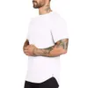 Einfarbiges leeres Fitness-Männer-langes, atmungsaktives Sport-T-Shirt, trendiges, schlankes Sommer-Bodybuilding-Kurzhemd