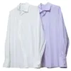 Camicette da donna Primavera Coreana Irregolare davanti Camicia viola Silhouette ampia Top casual per le donne