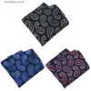 Handkerchiefs 3 Pack Mens Paisley Flower Pocket Square Handheld Chief Wedding Stripe Hanky BWTHZ0360 L240322