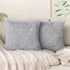 Kudde mjuk päls täcke mysig plysch dekorativ för vardagsrum soffa dekor kudde vit och grå
