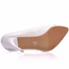 Pumps Crystal Queen White Lace Bloempompen Dames Elegante trouwschoenen Bruid High Heel Platform Ladies Wedges Party Jurk Stiletto