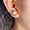 Boucles d'oreilles MASA coréen pétale de fleur de Rose pour les femmes exquis tempérament polyvalent Micro incrusté Zircon perle boucle d'oreille bijoux