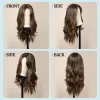 Pruiken 13*4 Lace Front Synthetische pruiken voor vrouwen Lange golvende donkerbruine Hoogtepunt Middle Part Lace Wigs Daily Cosplay High Timure Hair