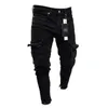 Moda Uomo Slim Fit Urban Gamba Dritta Pantaloni Neri Denim Casual Matita Jogger Pantaloni Cargo S-3XL 240321