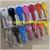 Utomhusprylar 10 färgnyckelform Mini Folding Knife Saber Pocket Fruit Mtifunctional nyckelring Knivar Swiss Self-Defense Emergency till DHJIS