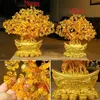 Lucky Money Tree Chinese Gold Ingot Crystal Fortune Tree Ornament Bogactwo Home Office Table Dekoracja stołowa rzemiosło 240315