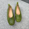 Chaussures décontractées Johnature rétro femmes en cuir véritable appartements 2024 à la main peu profonde semelle souple bout carré mocassins à enfiler