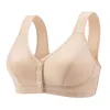 Bras Plus taille féminine sans couture sans anneau en acier avant Couleur de soutien-gorge Couleur solide grand buste Brassiere une épaule pour les femmes