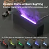 KINSCOTER Fiamma Diffusore di aromi Umidificatore Ad ultrasuoni Nebulizzatore freddo Fogger Lampada a olio essenziale a LED Diffusore di fuoco realistico 240322