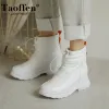 Boots Taoffen 2021 New Women Snow Boots Women Half Short Boots Flat Winter Wart Warm Shoes Fashion Plush Fur Freeal Size 3243