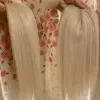 Toppers Blonde Kleur Toupet Menselijk haarverlenging Remy Haarstuk Rechte Pruiken Kant + inslag Vervangingssysteem Toupetje Topper voor Vrouwen