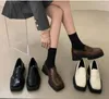 Scarpe eleganti Scarpe autunnali Oxford con plateau Scarpe da donna con tacco Uniforme scolastica nera Studenti Mocassini da donna Punta quadrata in pelle