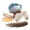 Palo santo conjunto de vara de sálvia branca com concha de abalone, varinha para incenso espiritual, queima de energia de aromaterapia 240305