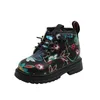 Bottes rétro National Floral imprimé cheville pour enfants filles confortable printemps automne coton chaussures fille fantaisie enfant H01032