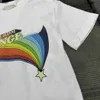 Marque bébé T-shirt motif de lettre arc-en-ciel impression t-shirt enfant taille 100-150 cm enfants vêtements de marque filles garçons t-shirts à manches courtes 24Mar