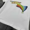 Nueva camiseta para bebé, estampado de letras del arco iris, camiseta para niños, tamaño 100-150 CM, ropa de diseñador para niños, niñas, niños, camisetas de manga corta, 24 de marzo