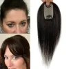 Toppers 5X8CM Silk Base Virgin Human Hair Mini Topper Women Toupee with 2 Clips Natural Scalp Skin Part Top to Hide Bald or White Hair