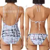 Women's Swimwear Designer Brand Bu13 New Swimsuit Stripe Milky White Three-point Backless Bikini One-piece 3YCN