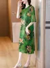 Party Dresses Summer Women Elegant Boho Satin Silk Dress 2024 Midi Green Floral Vacation Outfits For Festa Luxo Fashion Evening