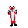 2024 Super mignon longueur fourrure rouge Husky renard mascotte Costume thème déguisement costume de noël Halloween mascotte Costume