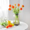 Flores decorativas 5 pçs silicone papagaio tulipa buquê de flores artificiais luxo casa sala estar deco flores planta falsa