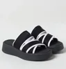 Mode Mila sandaler skor lyxiga kvinnor bokstäver tyg criss-crossing remmar mule chunky sula slip på scuffs strand slidplattform platt komfort tofflor sko