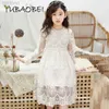 Robes de fille Robe en dentelle blanche brodée adaptée aux enfants et aux filles de la fête élégante robe d'anniversaire de mariage princesse d'été automne jeune fille 24323