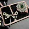 Brooches Vintage For Women Fine Jewelry Pin Speical Design Green Cubic Zircon Clothes Accessories Wedding Party Gift