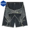 Short en jean Vintage à pompon étoile pour hommes, ample, épissage, Hip Hop, Streetwear, Harajuku Y2K, été 240314