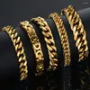 Bracciali a maglie 8-14mm Bracciale da uomo in acciaio inossidabile all'ingrosso Homme Oro Argento Colore Curb Catena cubana per uomo Gioielli Regalo maschile