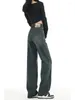 Jeans da donna grigio cemento gamba larga femminile 2024 versione coreana primavera e autunno vita alta pantaloni larghi larghi a forma di pera dritti