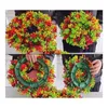 Decorative Flowers Spring Wreath Door Hanger Welcome Sign Simulation Hanging Home Decoration Pography