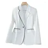 Ternos femininos de alta qualidade senhoras inverno branco vermelho jaqueta mulheres preto marrom manga longa único botão feminino casaco casual com bolso blazer