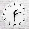 Horloges murales autocollant horloge centre de formation de yoga décoration quartz 3D poses 12 "muet salon circulaire simple face