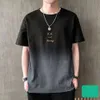 Masculino verão na moda marca versátil manga curta camiseta gradiente roupas coreano solto meia tendência superior {categoria}